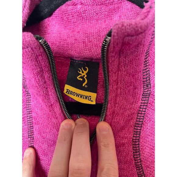 Browning Fleece Womens Medium Pink Full Zip Long Sleeve Jacket Light Weight Coat - Picture 5 of 14